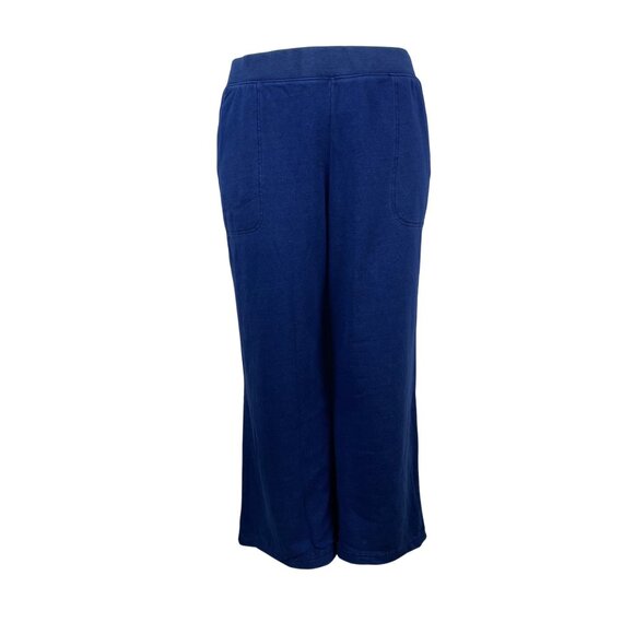 Lands End Womens Indigo Blue Wide-Leg Sweatpants With Pockets Size 2X - New - Picture 1 of 7